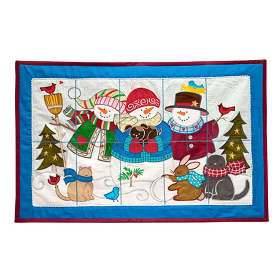 Anita Goodesign Winter Friends Tile Scene embroidery design, colorful winter quilt panel
