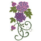 Anita Goodesign Fantasy Floral embroidery design featuring pink and purple roses with green leaves and vines.
