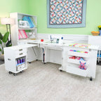 Kangaroo Sewing Furniture Aussie Studio and Dingo II WHITE Sewing Cabinets with Air Lift (AS-WHT)
