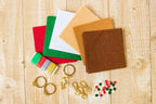 Gemini Embellishment Pack - Festive: colorful felt sheets, threads, metal findings, rings, and beads
