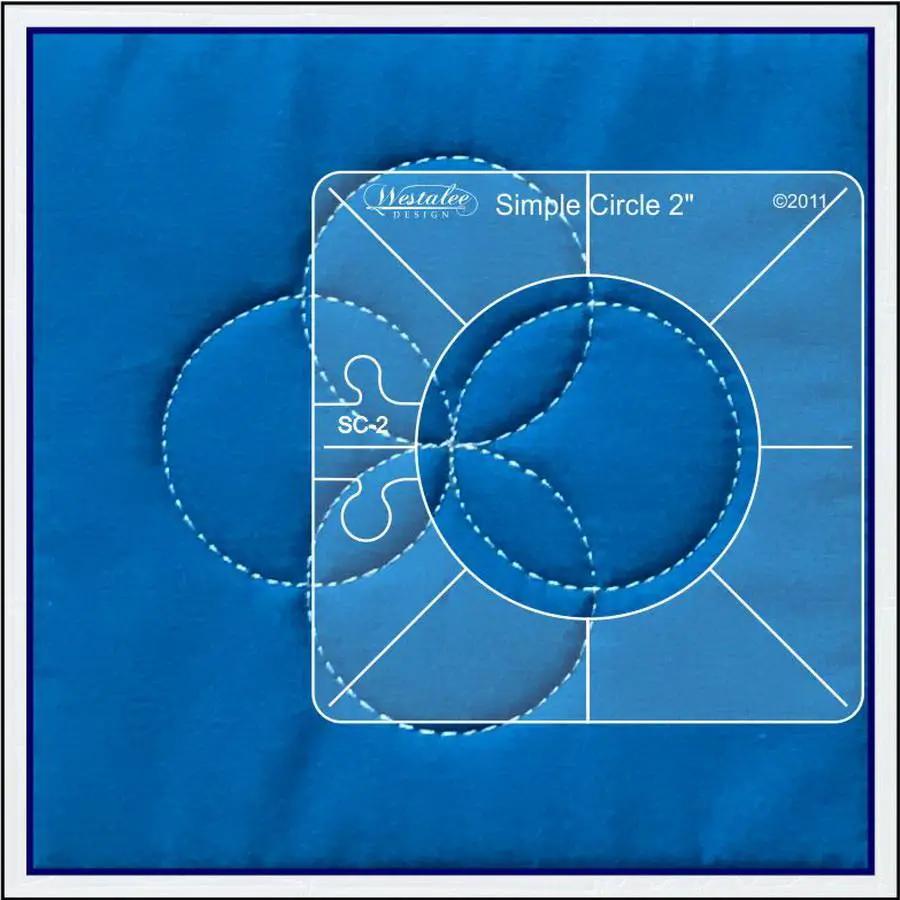 Ruler Work Kit from Sew Steady featuring Westalee Simple Circle 2-inch templates on blue fabric.