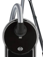 SEBO Airbelt D4 Premium canister vacuum, black with a silver flexible hose