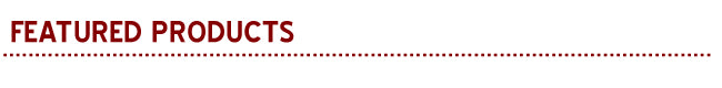Text 'FEATURED PRODUCTS' in red on a white background