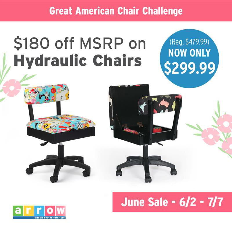 H8123 Arrow Adjustable Height Hydraulic Sewing and Craft Chair - Lady Gray