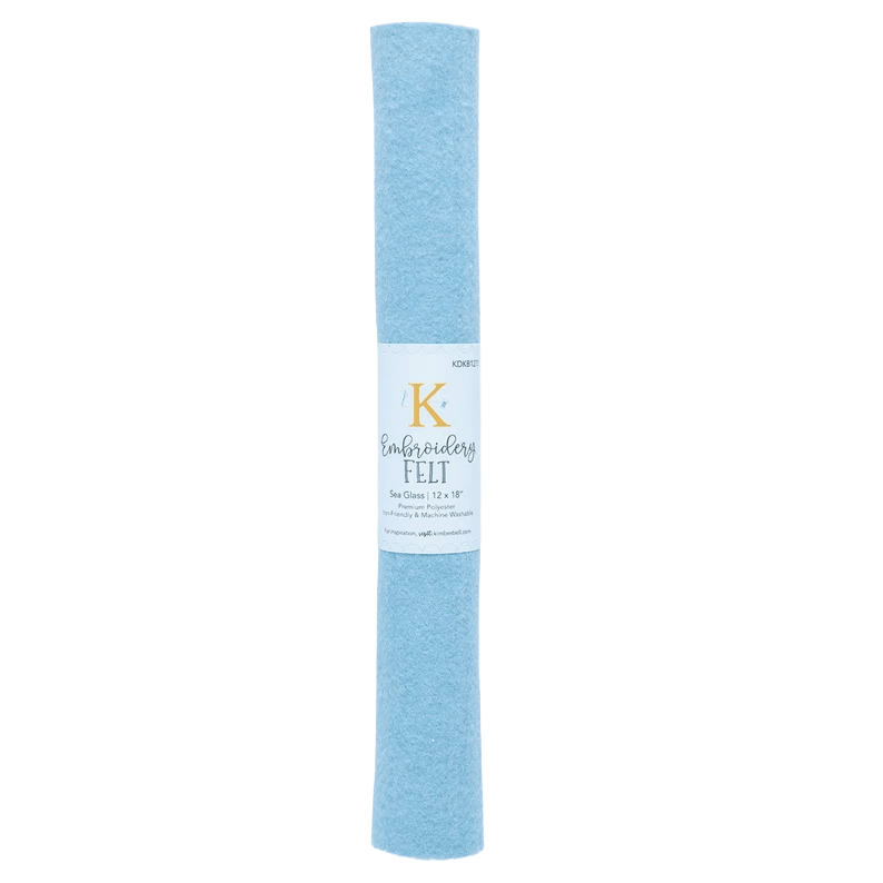 Kimberbell Embroidery Felt Sea Glass roll, 12in x 18in, light sea-glass blue felt for embroidery and crafts
