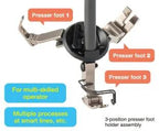 Juki turret foot for DDL-9000C with three presser feet on a turret holder