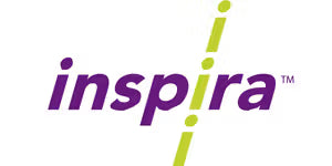 inspira logo with a purple 'i' and green line on a white background