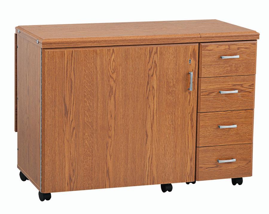 Inspira 4 Drawer Cabinet with Drop Leaf - Oak