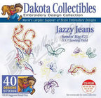 Dakota Collectibles Jazzy Jeans embroidery designs software bundle; 40 designs, 5x7 sewing field, 970304.
