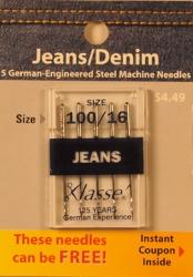 Klasse Denim Needles Size 110/16 - Buy 2 Get 1 FREE - Sewingmachinesplus.com
