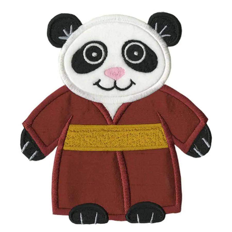 Anita Goodesign Baby Pandas Design Pack 33BAG panda embroidery design patch in red robe with yellow belt.
