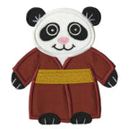 Anita Goodesign Baby Pandas Design Pack 33BAG panda embroidery design patch in red robe with yellow belt.