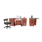 Kangaroo Sewing Furniture Bandicoot 2 Cabinet Teak b8205 Studio Set With Kiwi Storage Cabinet - Sewingmachinesplus.com
