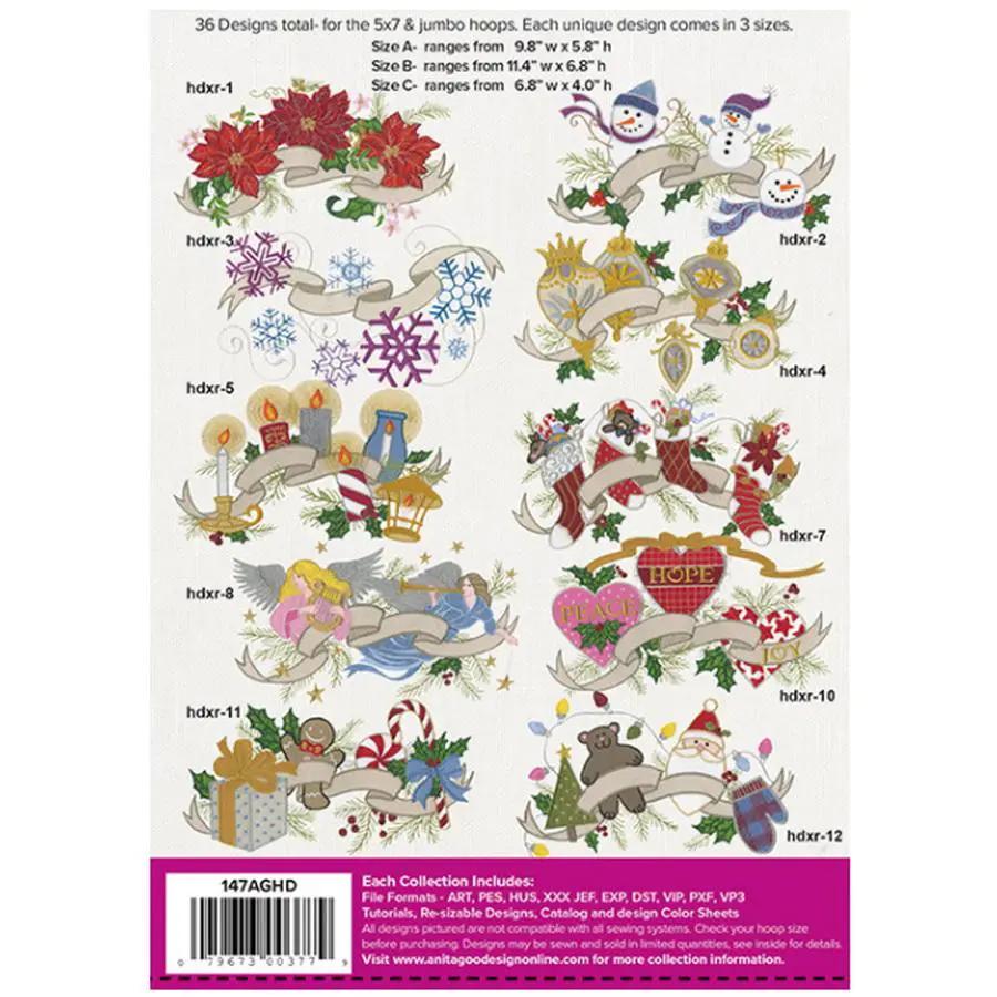 Anita Goodesign Christmas Ribbon Design Pk 147AGHD - Sewingmachinesplus.com