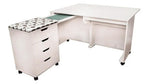 Inspira Inspiration Sewing Cabinet in white with a rolling 4-drawer cart