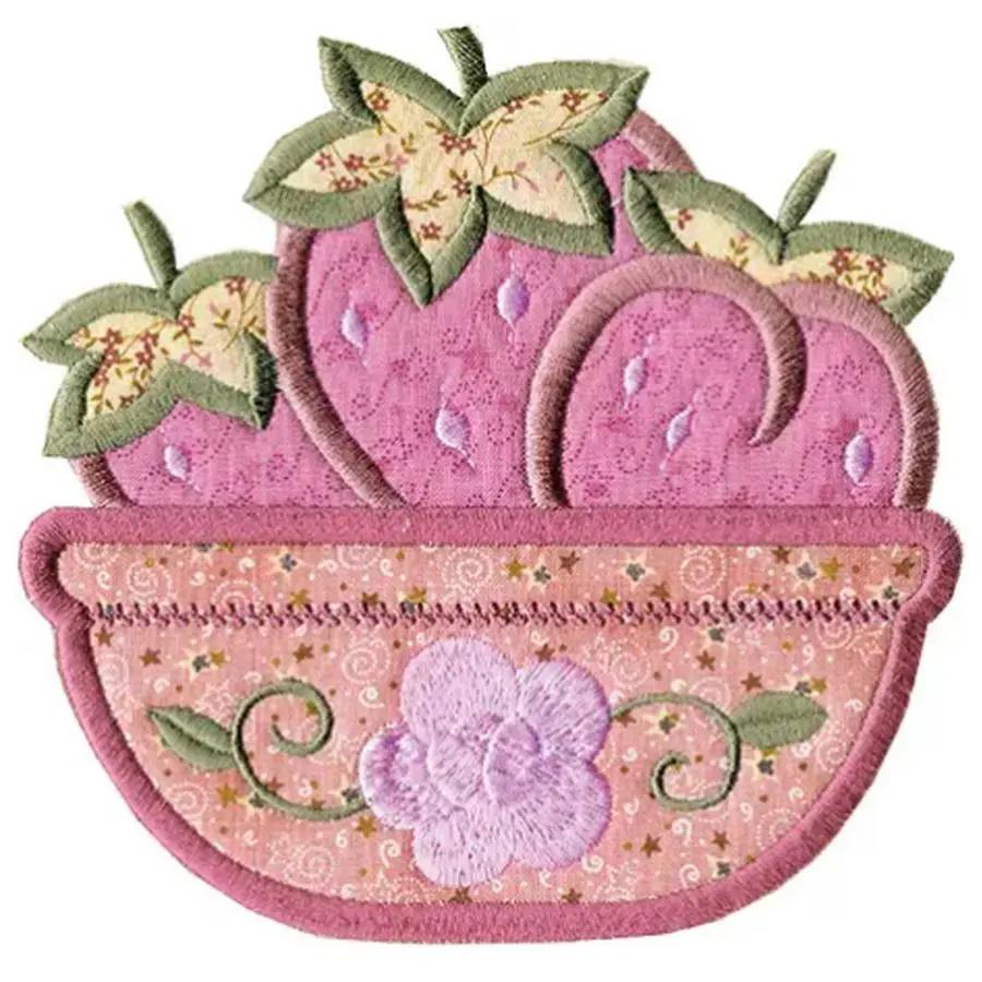 Anita Goodesign Baby Tea Party embroidery design motif in pink strawberry basket