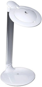 Daylight Halo 8D table magnifier lamp, white head on silver stand