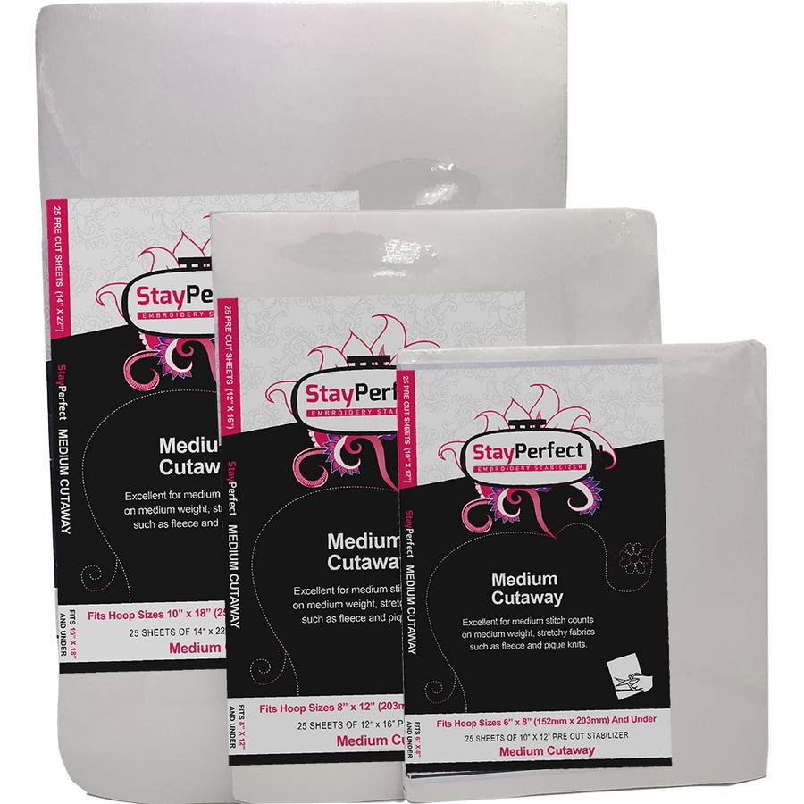 StayPerfect Medium Cutaway Pre Cut Stabilizer Sheets 25 pack - Sewingmachinesplus.com