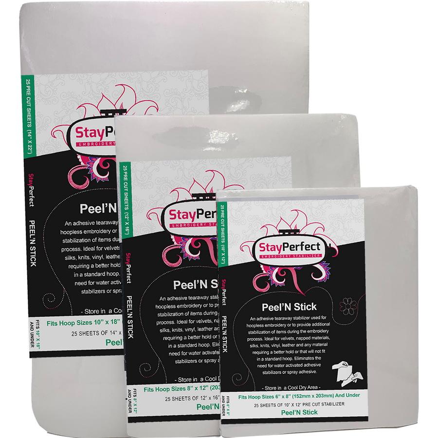 StayPerfect Peel N Stick Pre Cut Stabilizer Sheets 25 pack - Sewingmachinesplus.com