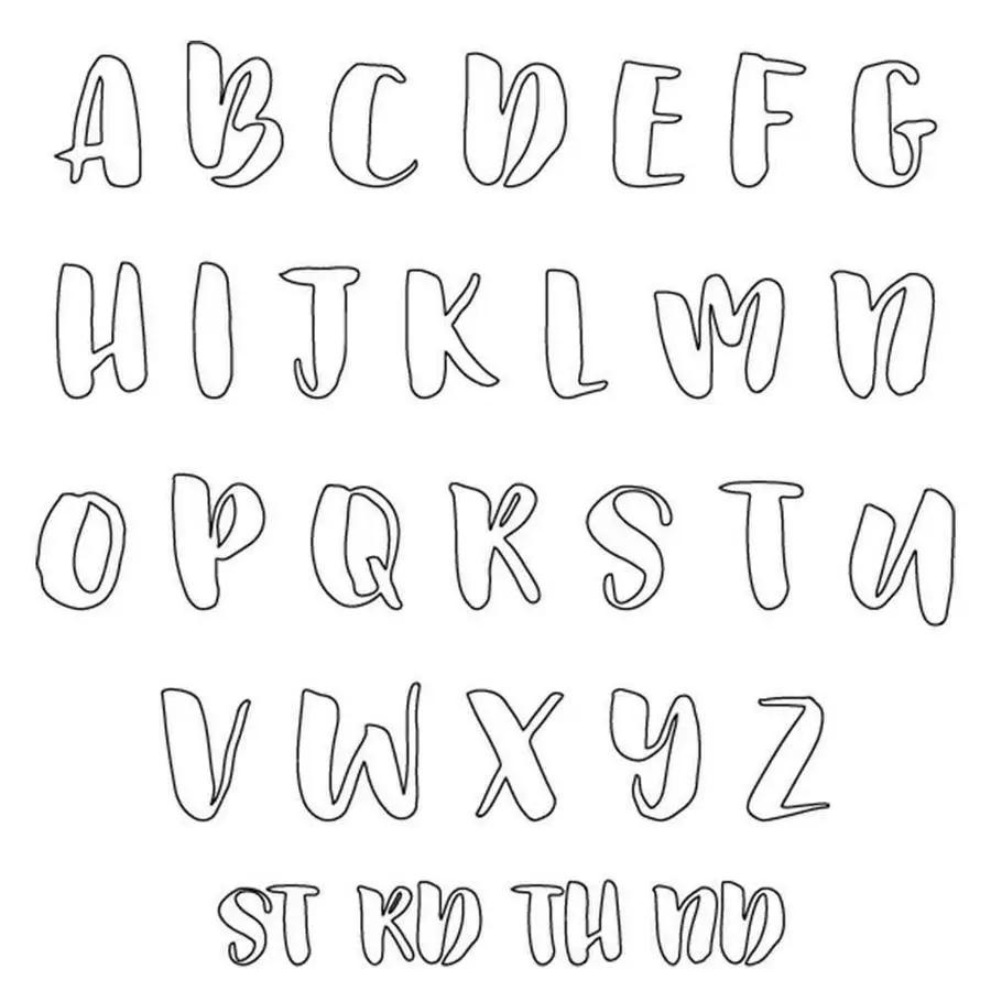 Threaders embroidery transfer sheets with black outline uppercase alphabet letters