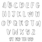 Threaders embroidery transfer sheets with black outline uppercase alphabet letters