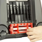 SEBO Micro/Hospital-grade vacuum filter cartridge, red housing with white filter, for AIRBELT K and C series.