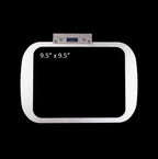 Durkee embroidery hoop, white frame with 9.5 x 9.5 in opening and metal power-pack clamp