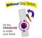 Grip Strips for quilting by Guidelines 4 Quilting; grid-pattern grip surface with orange rotary cutter