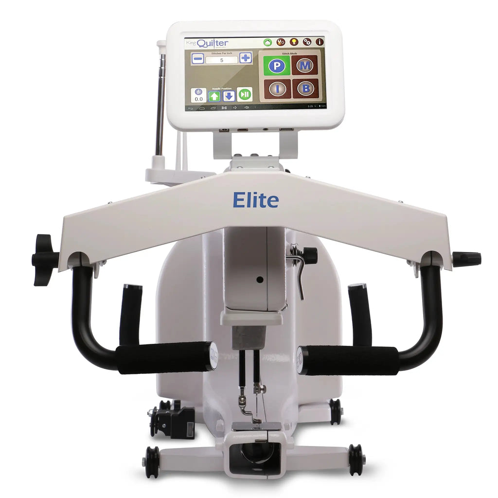 King Quilter Elite long-arm quilting machine with touchscreen display