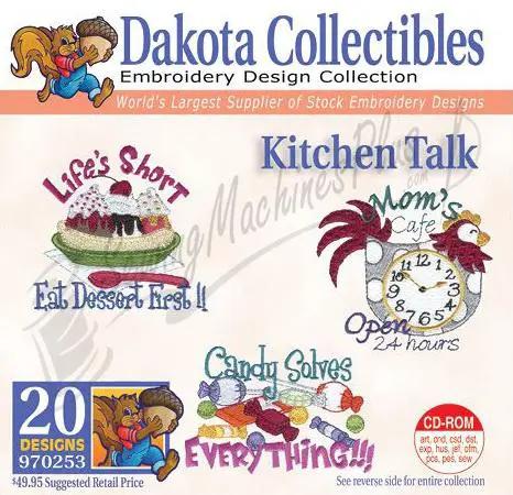Embroidery Design Software: Dakota Collectibles Kitchen Talk with 20 designs on CD-ROM