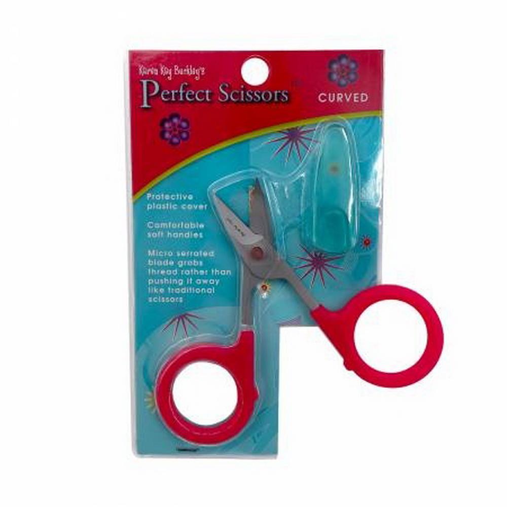 Karen Kay Buckley Perfect Scissors Red 3 - 3/4in Small curved Micro - Serrated Non - slip Blade - Sewingmachinesplus.com