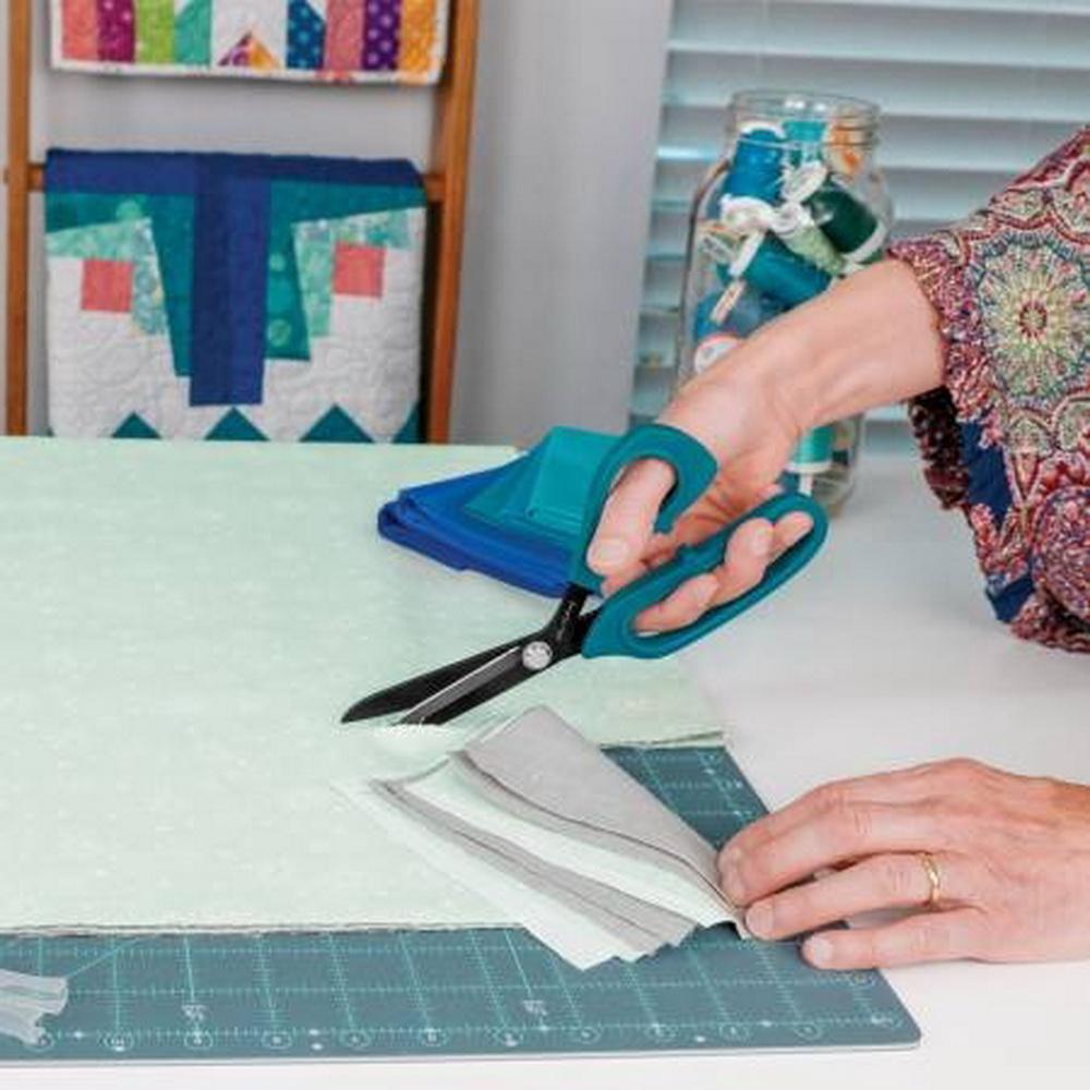 Karen Kay Buckley Perfect Scissors Dark Teal 8 - 1/2in Bent Handle Micro - Serrated Non - Slip Blade - Sewingmachinesplus.com