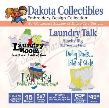 Laundry Talks embroidery design software from Dakota Collectibles, collection 970479, 15 designs, 5x7