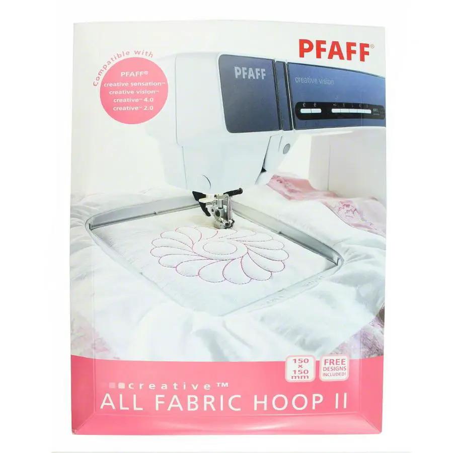 PFAFF embroidery hoop 150mm x 150mm in pink All Fabric Hoop II packaging