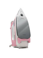Oliso Pro TG1600 Pink Smart Iron with chrome soleplate and pink accents.