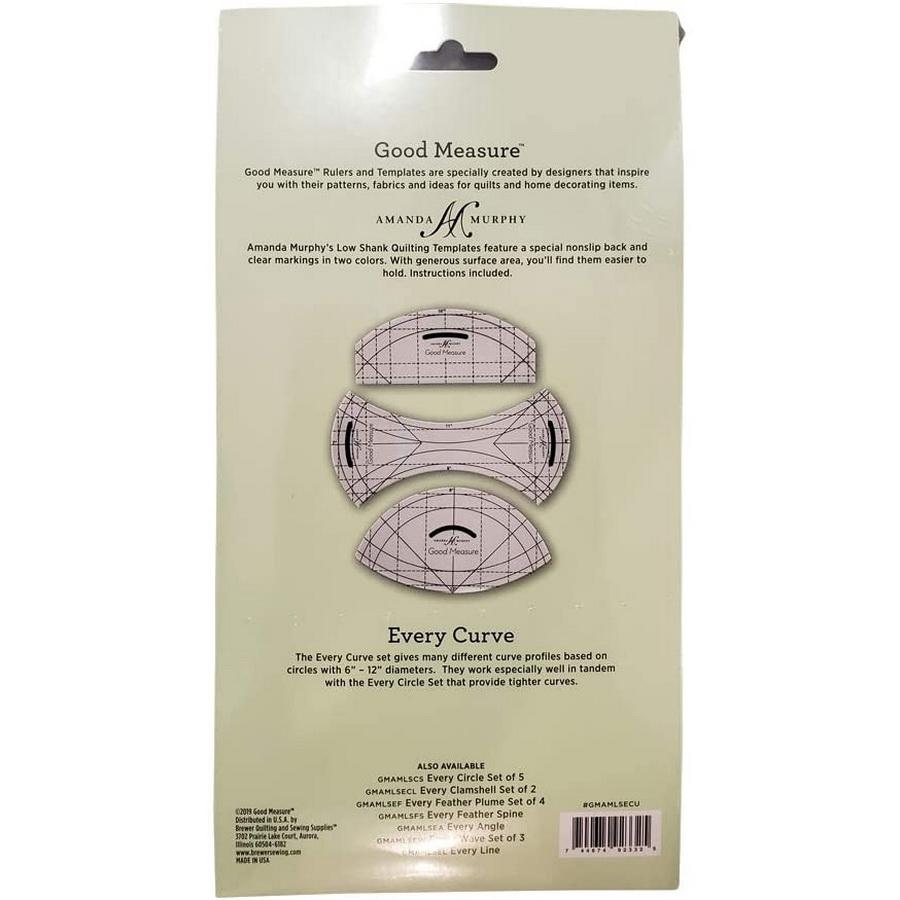 Good Measure Low Shank Every Curve Quilting Template Ruler 3 PC Set - Sewingmachinesplus.com
