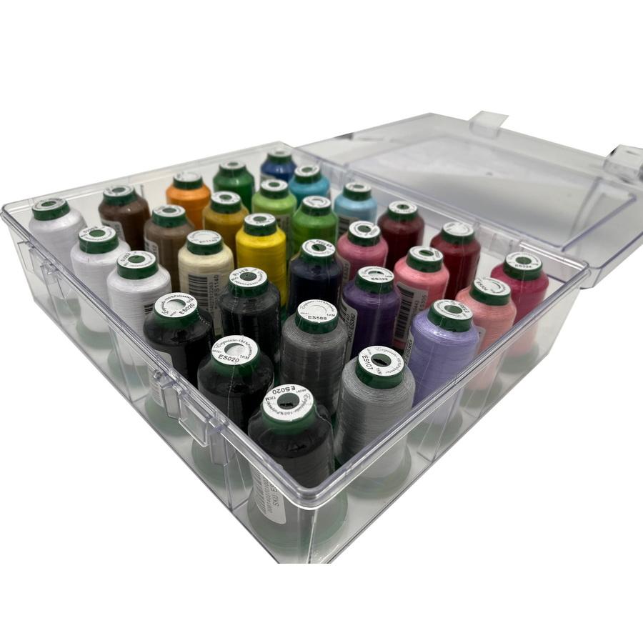 Exquisite 30 Pack Thread Bundle & Acrylic Thread Box - 30 x 1000M Spools - Sewingmachinesplus.com