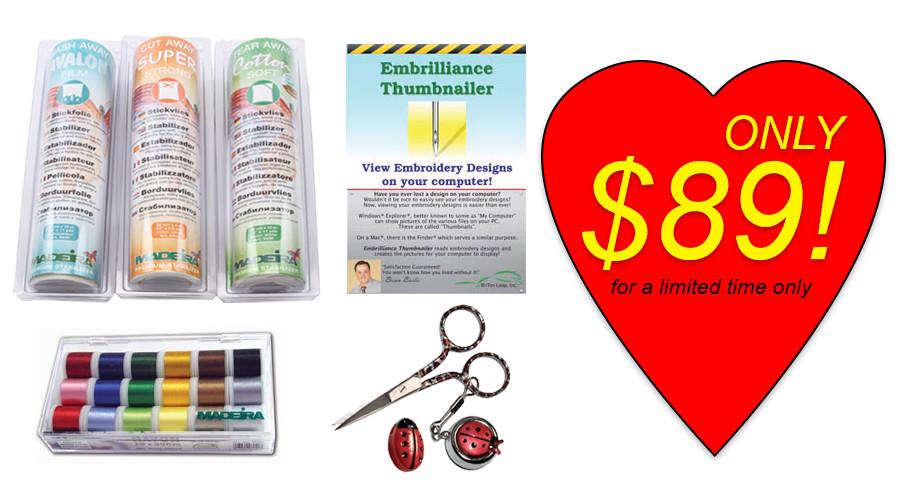Love Embroidery Advertisement with Heart, Scissor and Thread
