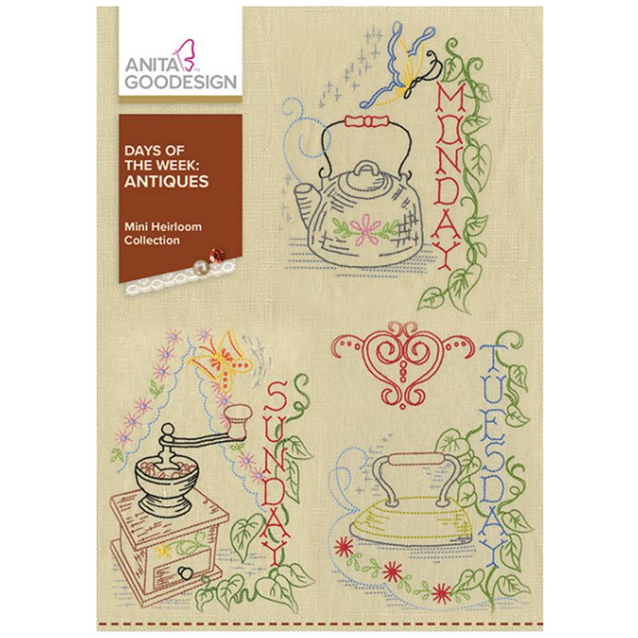 Anita Goodesign Antique Days of the Week Mini Collection (35 Designs) - Sewingmachinesplus.com
