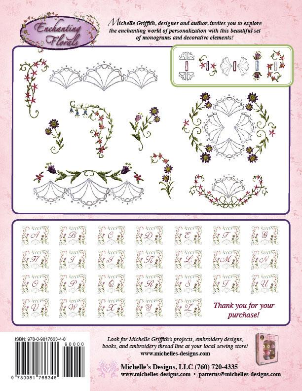 Michelles Designs - Enchanting Florals Monogram Embroidery Collection (3743d)