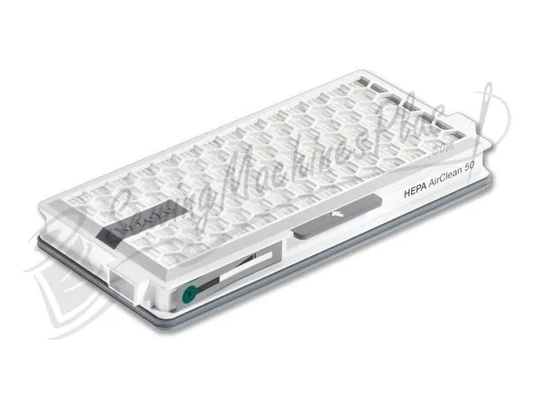Miele HEPA AirClean 50 vacuum filter, white with gray accents.