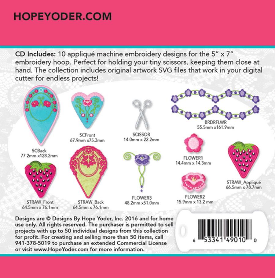 Sweet Scissor Case Embroidery CD - Designs by Hope Yoder