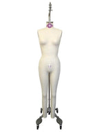 PGM-Pro 605A dress form, female and junior full-body with collapsible shoulders on wheeled stand, cream color