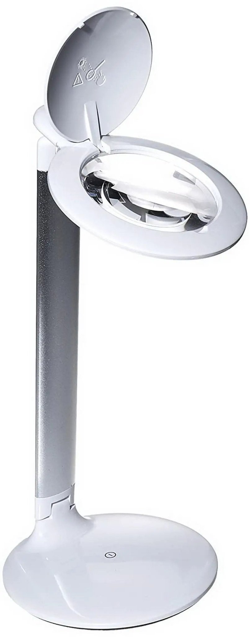 Daylight Halo 8D table magnifying lamp with round lens on a gray stand