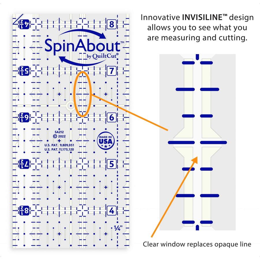 SpinAbout 8.5 x 24.5 in Rectangle Ruler - Sewingmachinesplus.com
