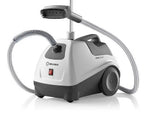 Reliable Vivio 500GC garment steamer, white and gray with flexible hose and handheld steam head