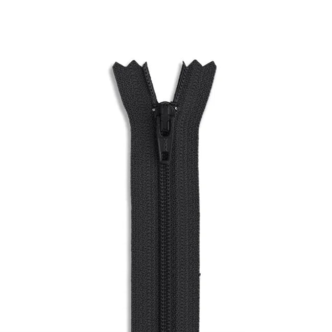 YKK #3 14-inch nylon coil zipper in black with slider