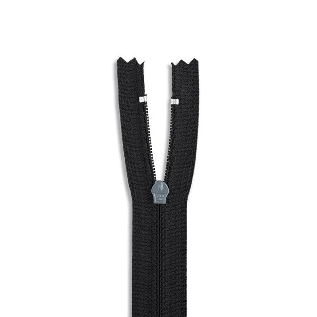 YKK #3 14-inch nylon coil zipper, black with YKK pull