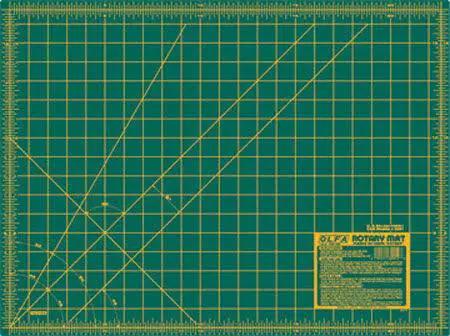 Olfa cutting mat, 18x24 inches, green self-healing with yellow grid lines