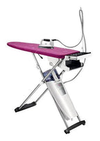 LauraStar Origami Cover ironing board cover, magenta, with iron and steam generator.